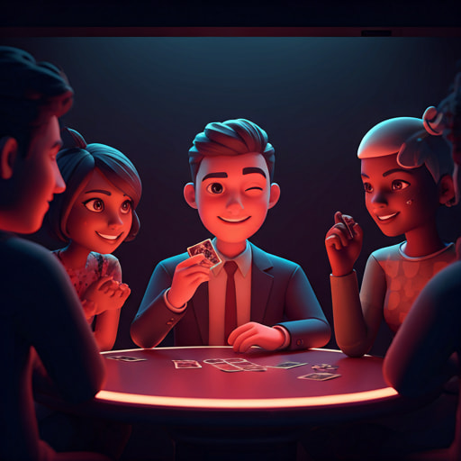 Friends gathered around a table, accusing each other during an imposter party game.
